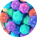 colorful pile of 20-sided dice